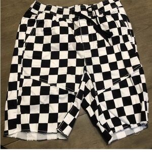 No Boundaries Mens Black and White Checkered Shorts NWOT Size medium